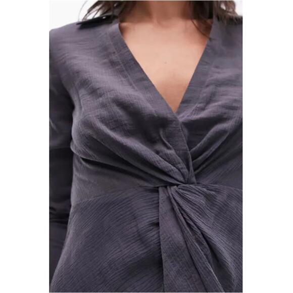 New TOPSHOP NORDSTROM Women's Charcoal Twist Front Top Size 4 - Picture 6 of 7